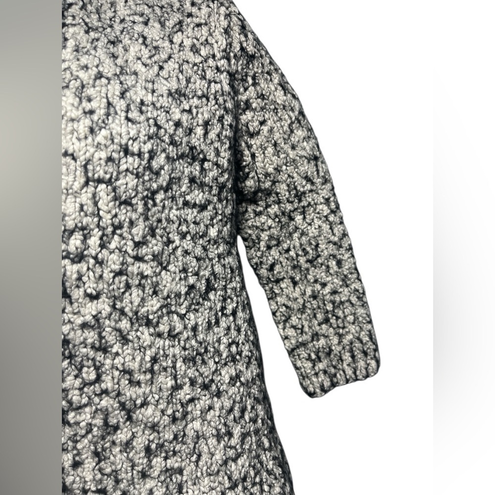 EILEEN FISHER Black White Boucle Textured Alpaca Blend Cardigan Size Med - Picture 3 of 6